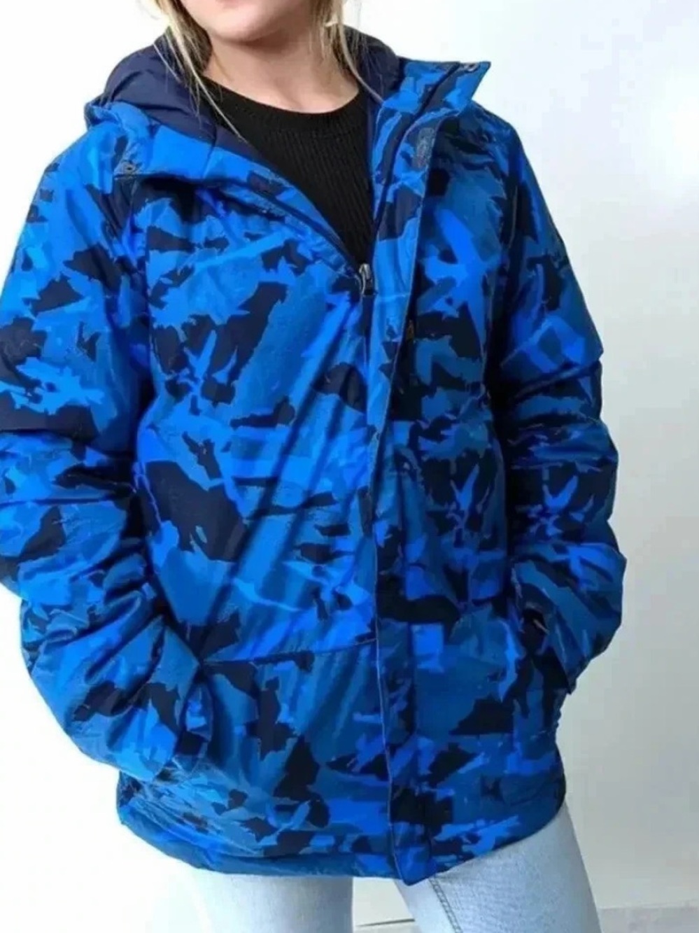 Columbia Kids Blue Camo Puffer Jacket - Insulated Hooded Coat